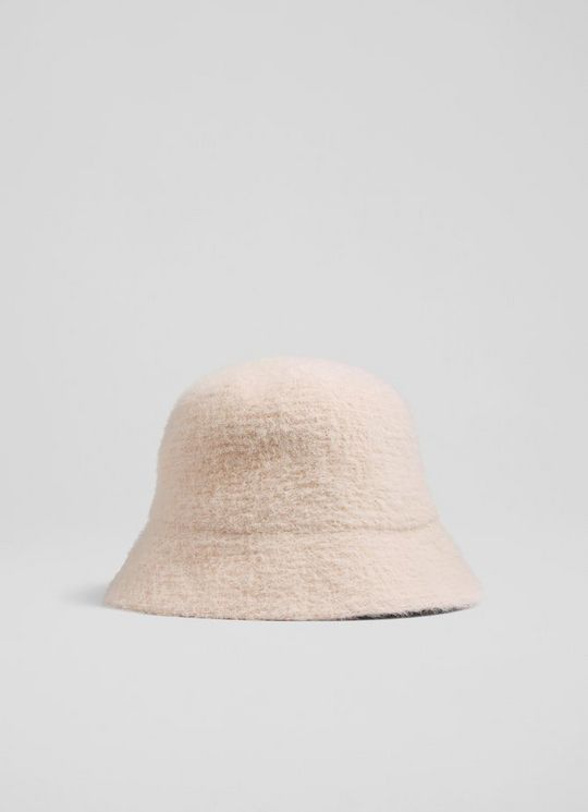 L.K.Bennett Lira Cream Fluffy Knit Bucket Hat, Ecru