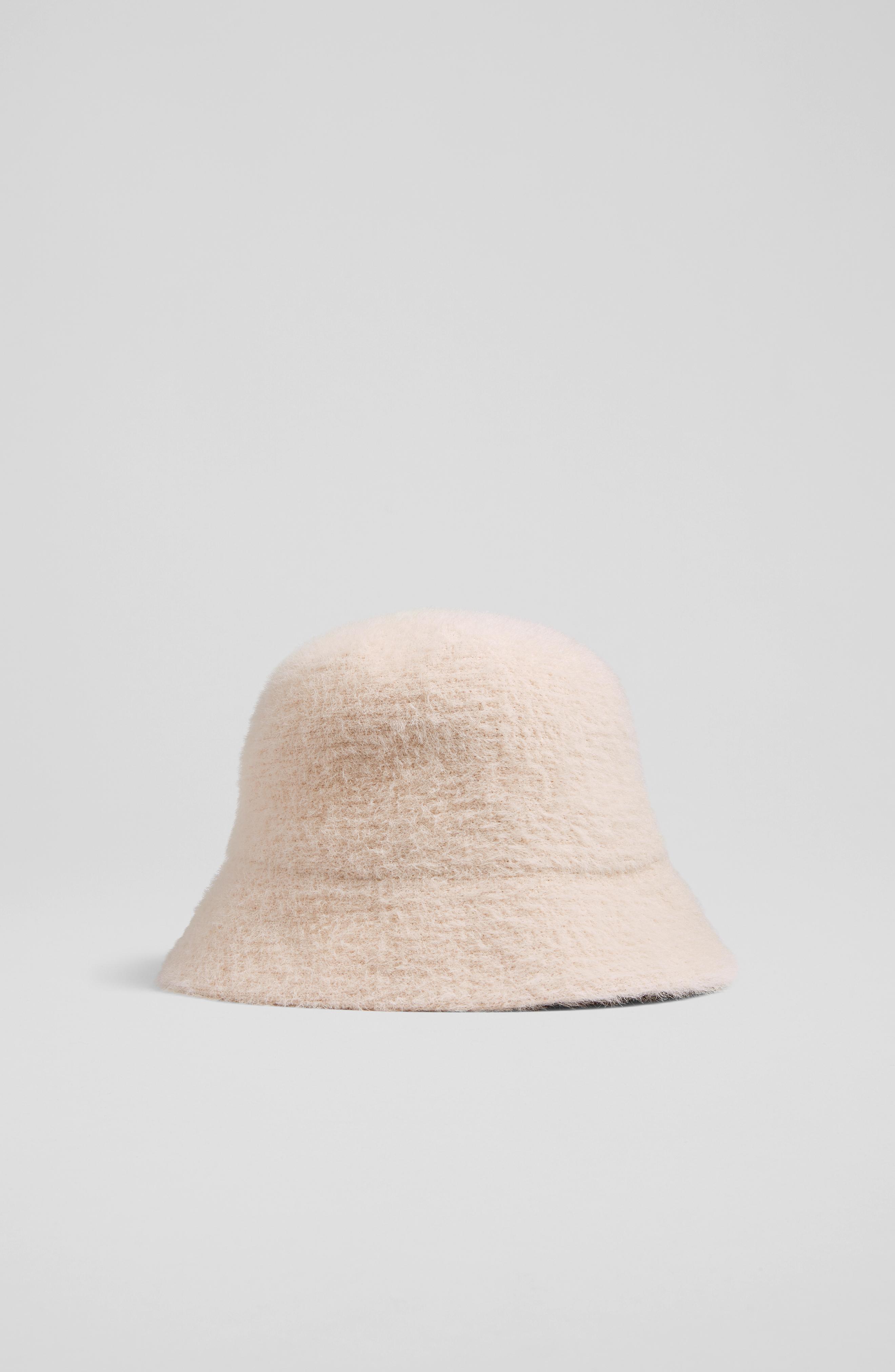 L.K.Bennett Lira Cream Fluffy Knit Bucket Hat Ecru, Ecru
