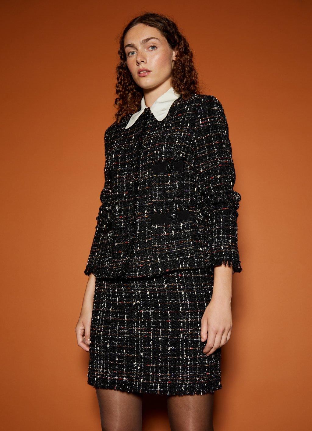 Angelica Black Multi Fleck Italian Tweed Jacket