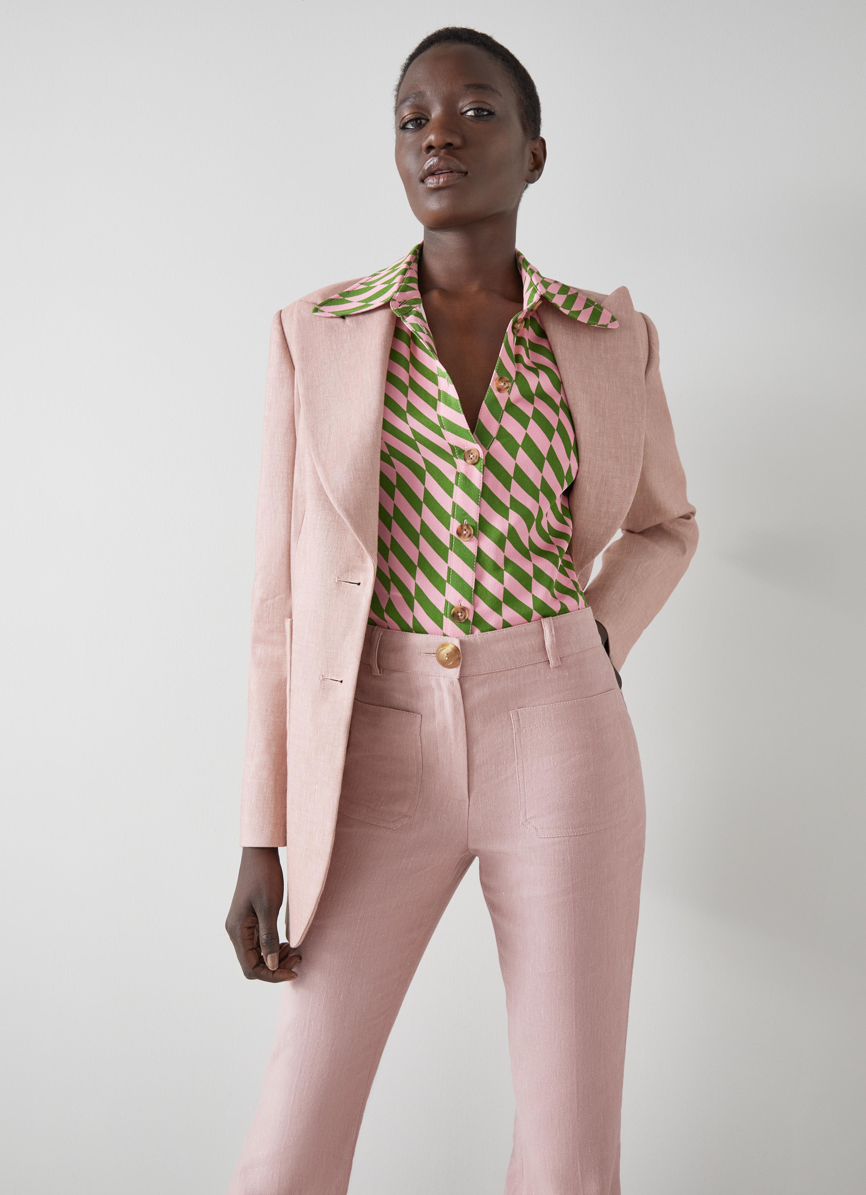 Avery Linen Jacket | Italian Pink Cotton Jacket | LK Bennett