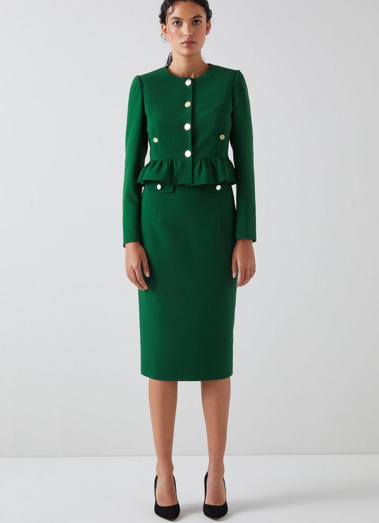 Folly Green Crepe Peplum Jacket