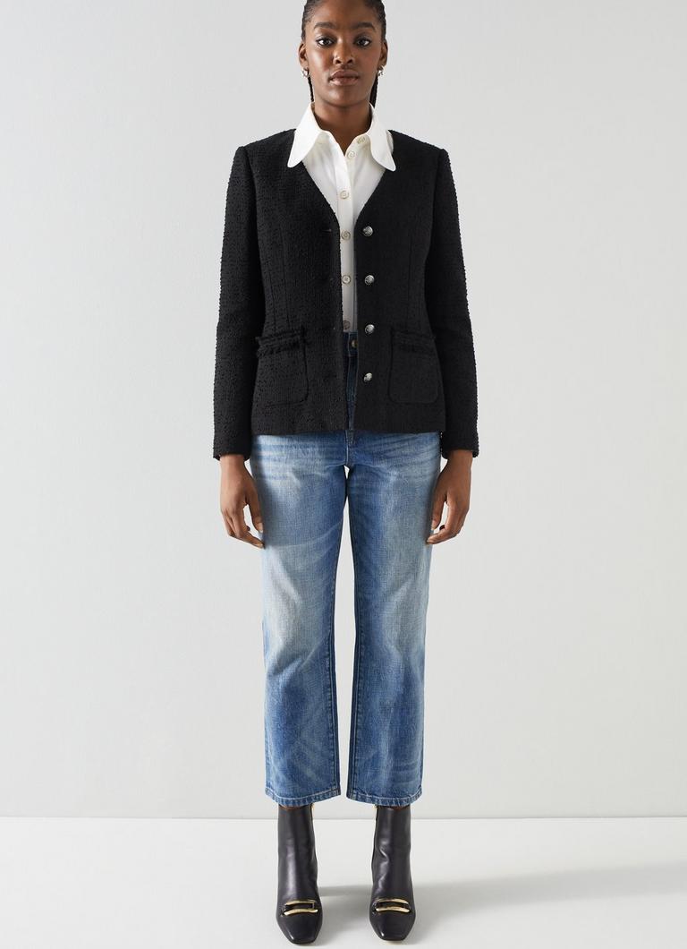 Tweed blazer sales womens black