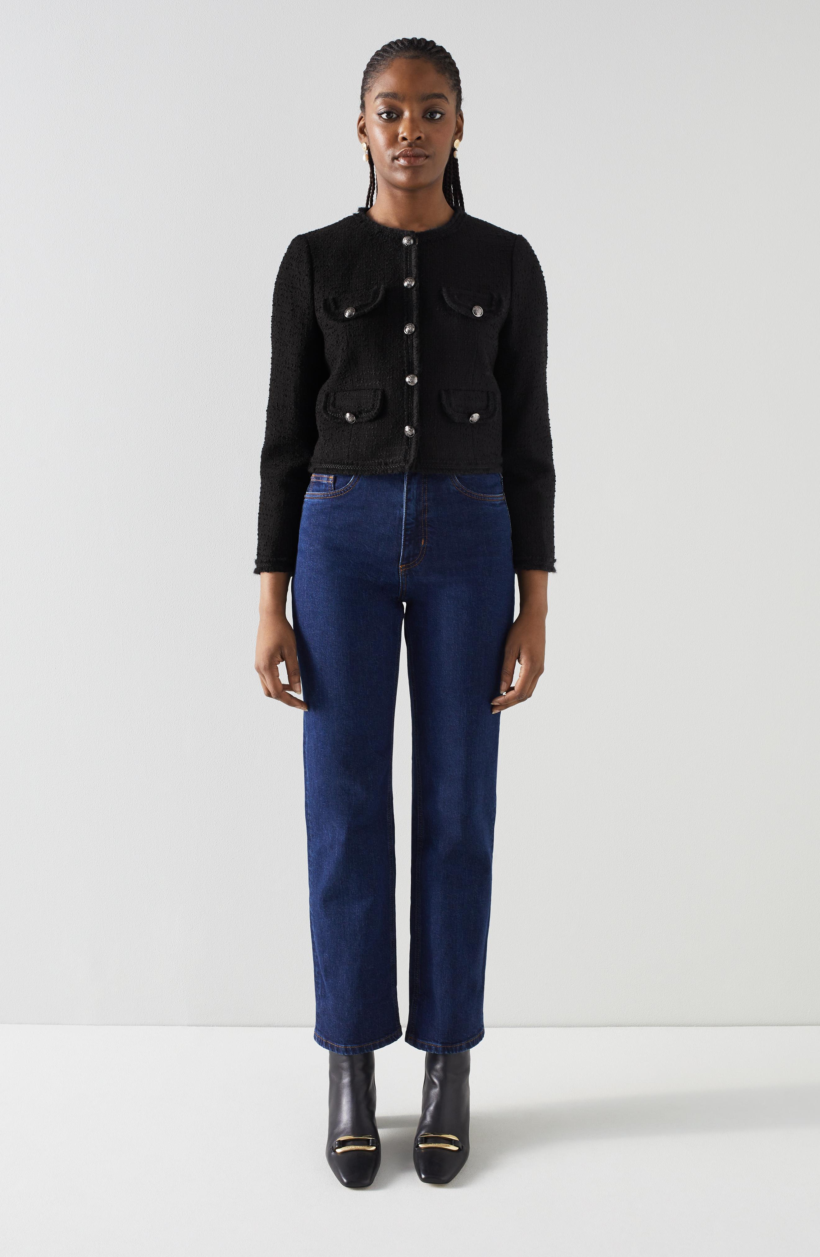 Hazel Black Recycled Cotton Italian Tweed Jacket | Clothing | Sale