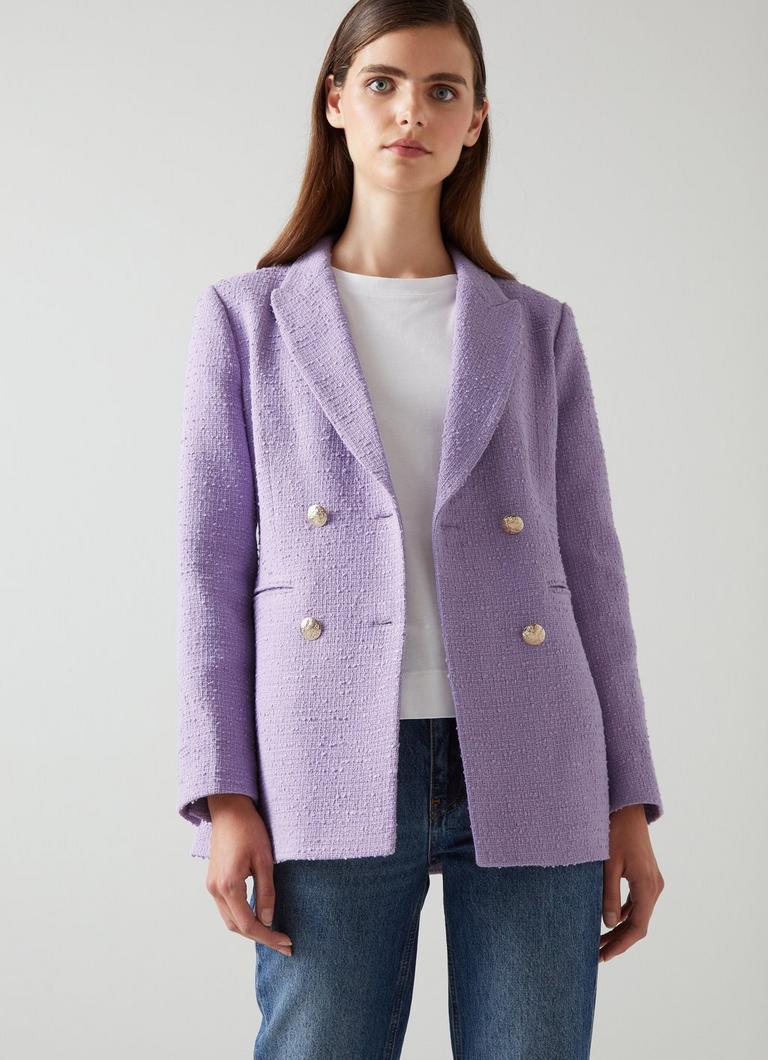 Mariner Lilac Italian Tweed Double Breasted Jacket blackfriday L.K.Bennett London
