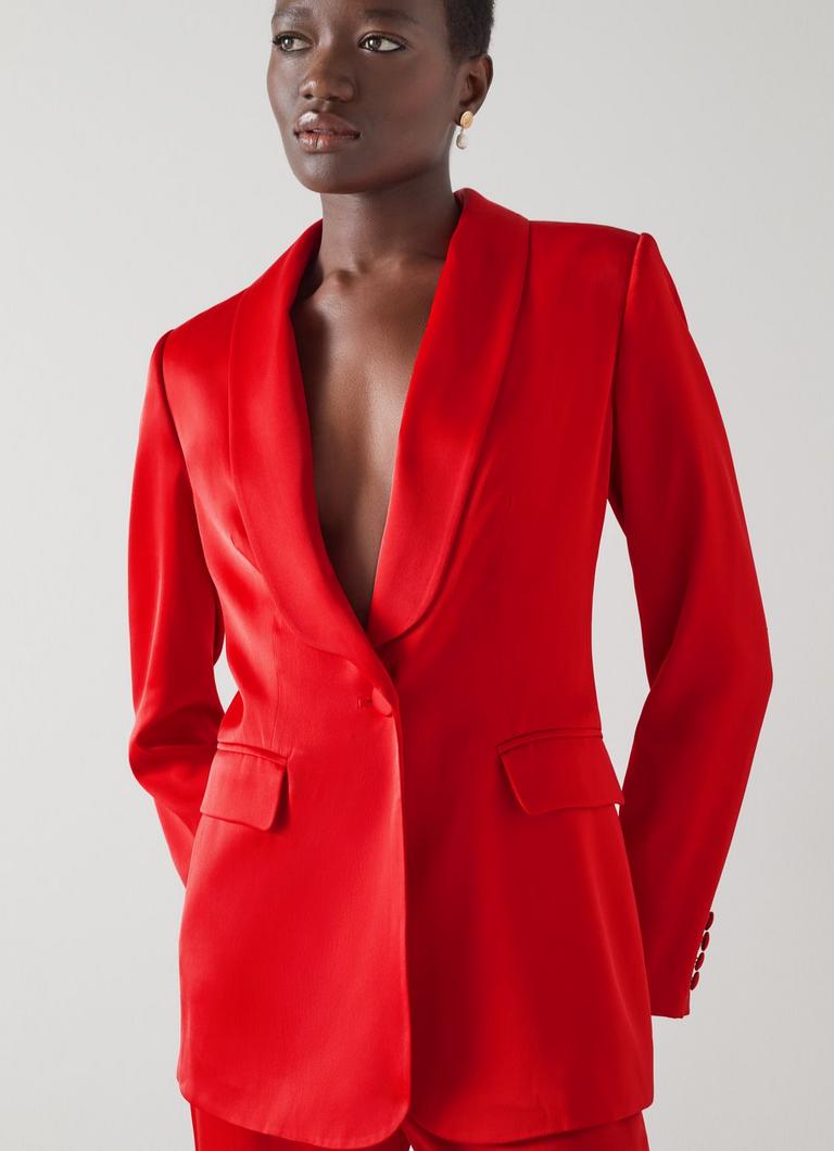 Womens red online tuxedo suit