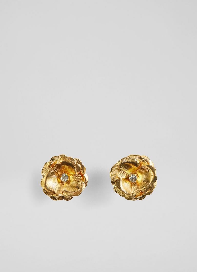 Rose flower earrings online gold