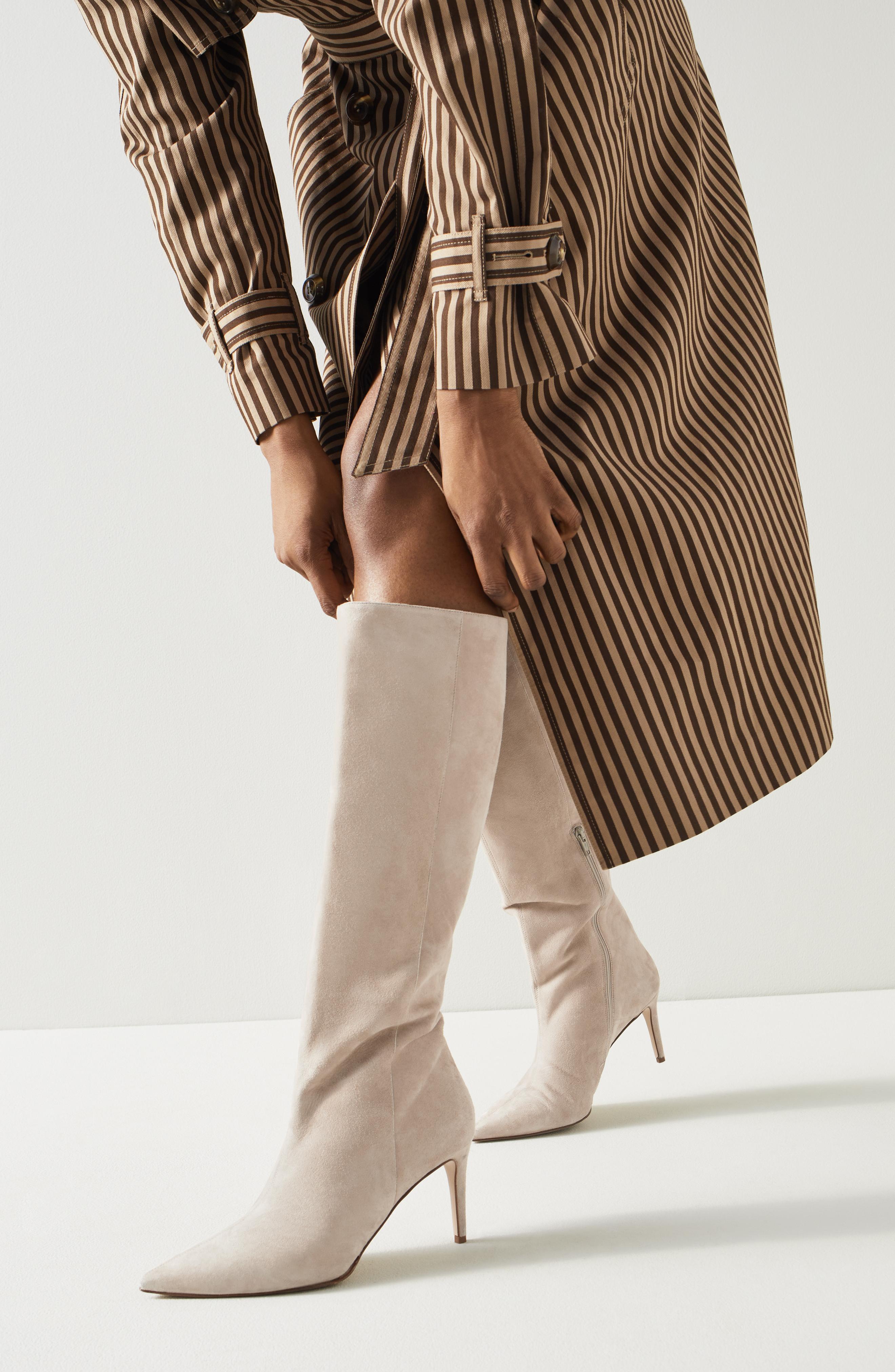 Astrid Grey Suede Slouchy Knee-High Boots Date Night