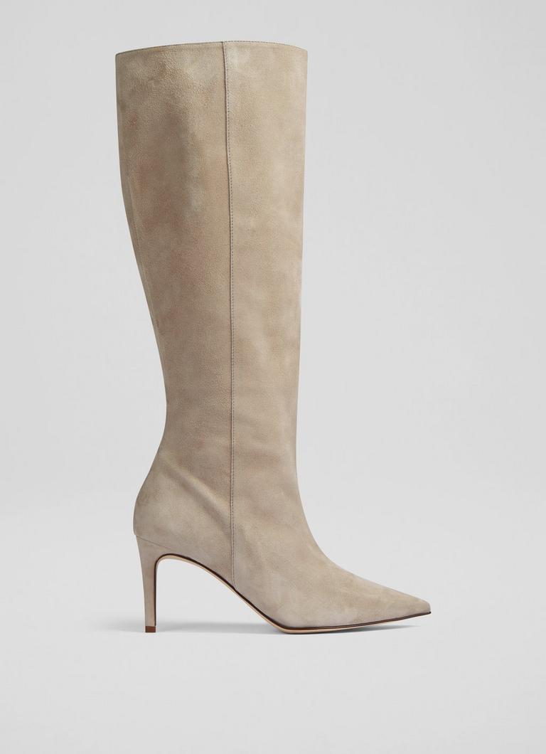 Astrid Grey Suede Slouchy Knee High Boots