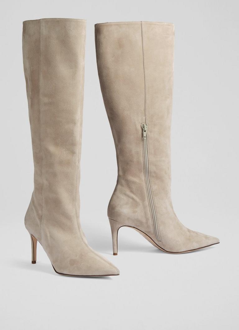 Astrid Grey Suede Slouchy Knee High Boots