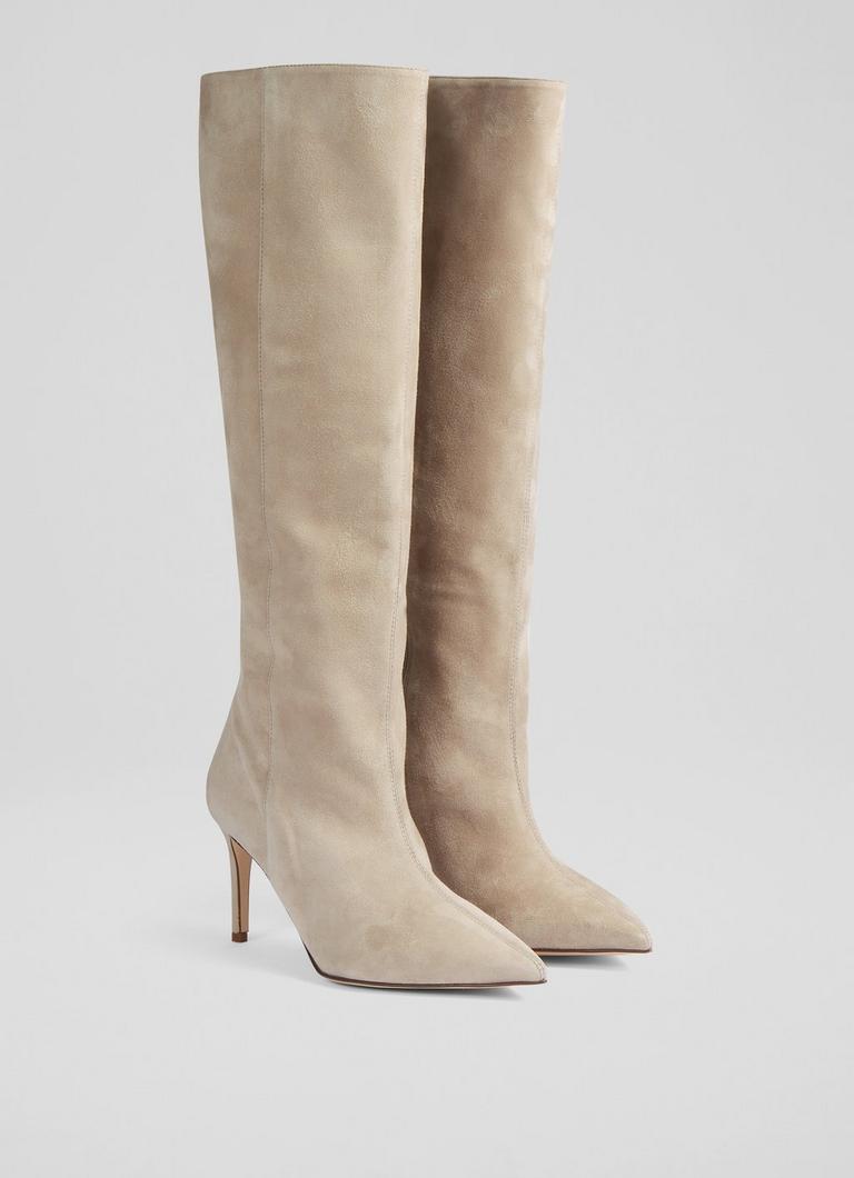Grey suede knee hot sale boots