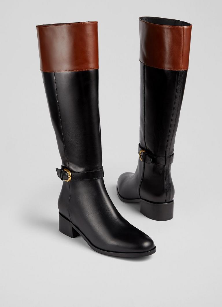 Black boots flat leather clearance