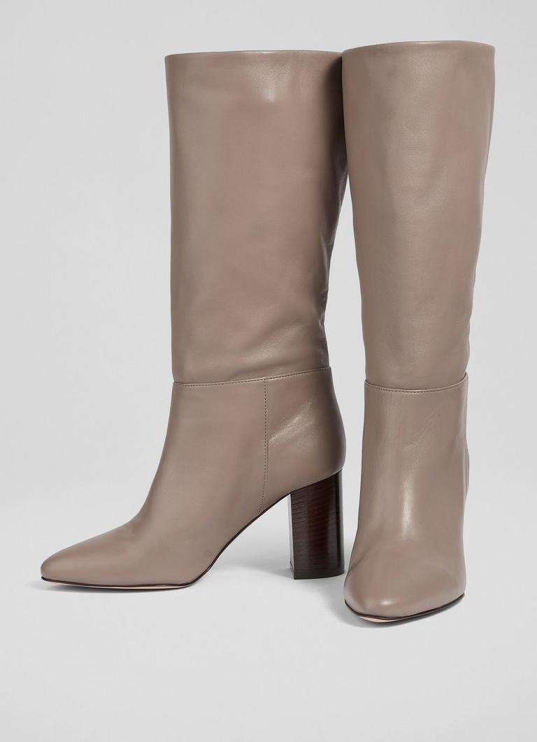 Leather online taupe boots