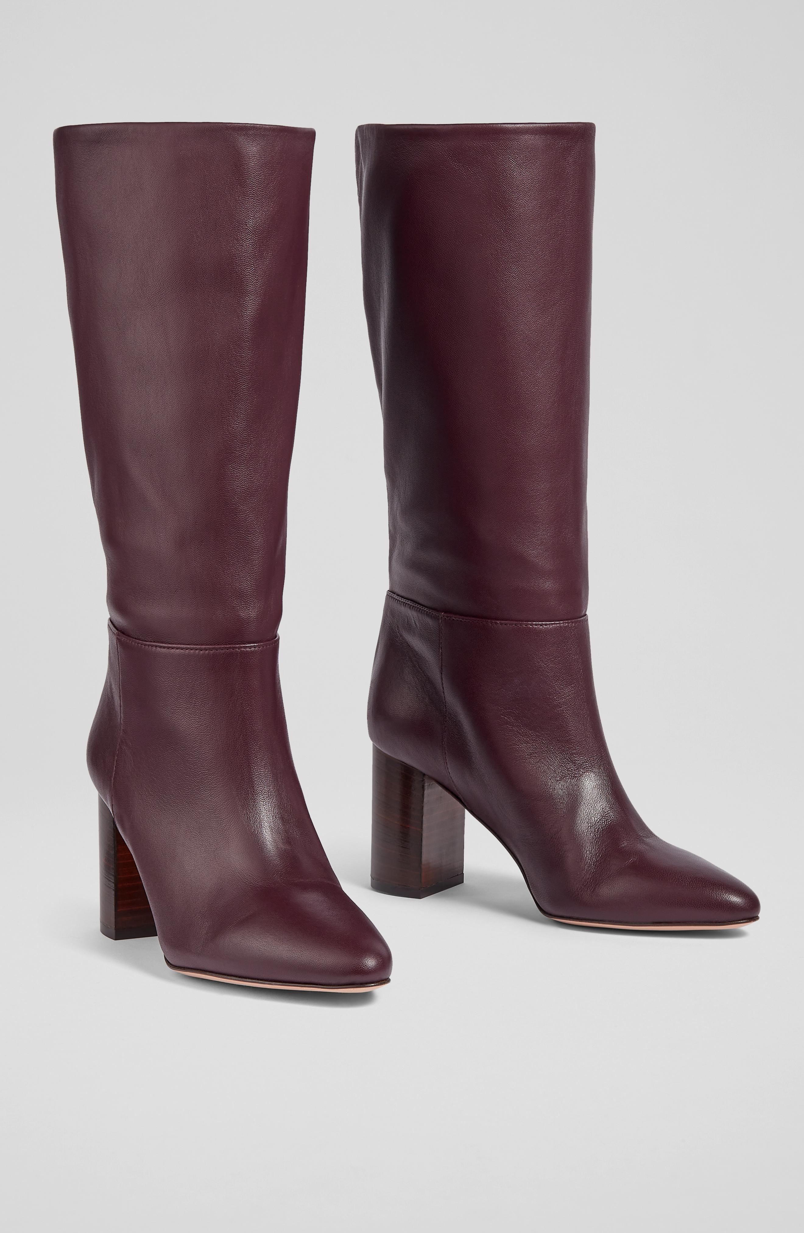 Brogan Wine Leather Slouchy Knee Boots Coats and Boots
