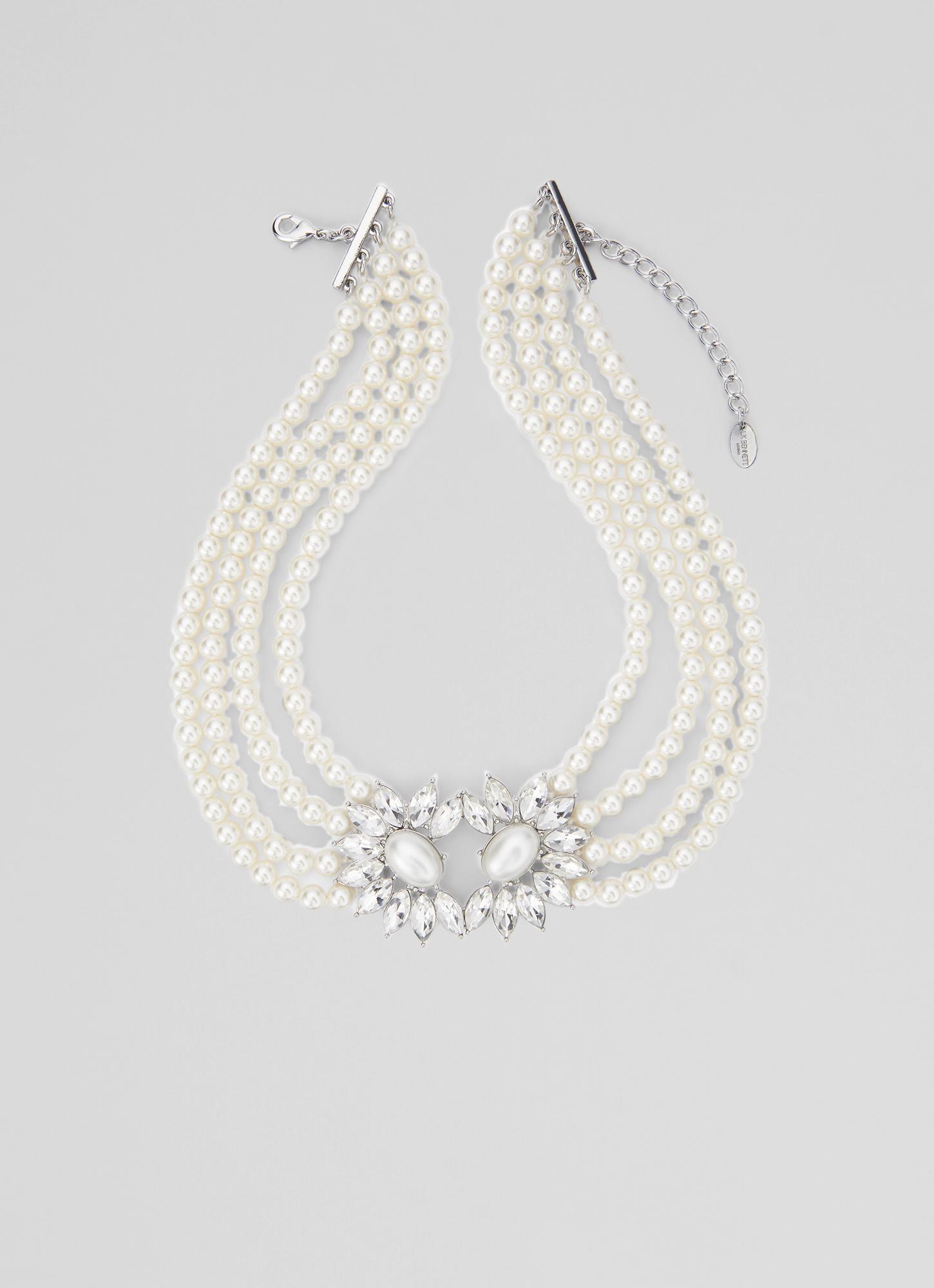 L.K.Bennett Dia Crystal And Pearl Four-Strand Necklace, Pearl