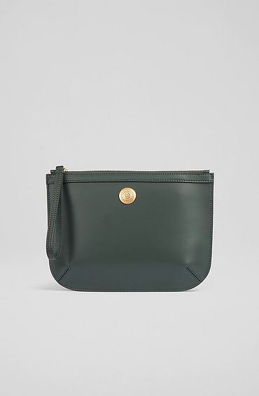 Poppy Green Leather Pouch, Green