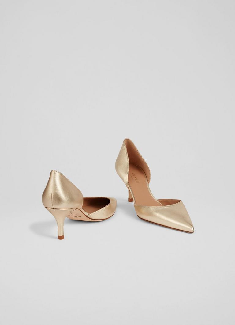Gold leather court sales shoes