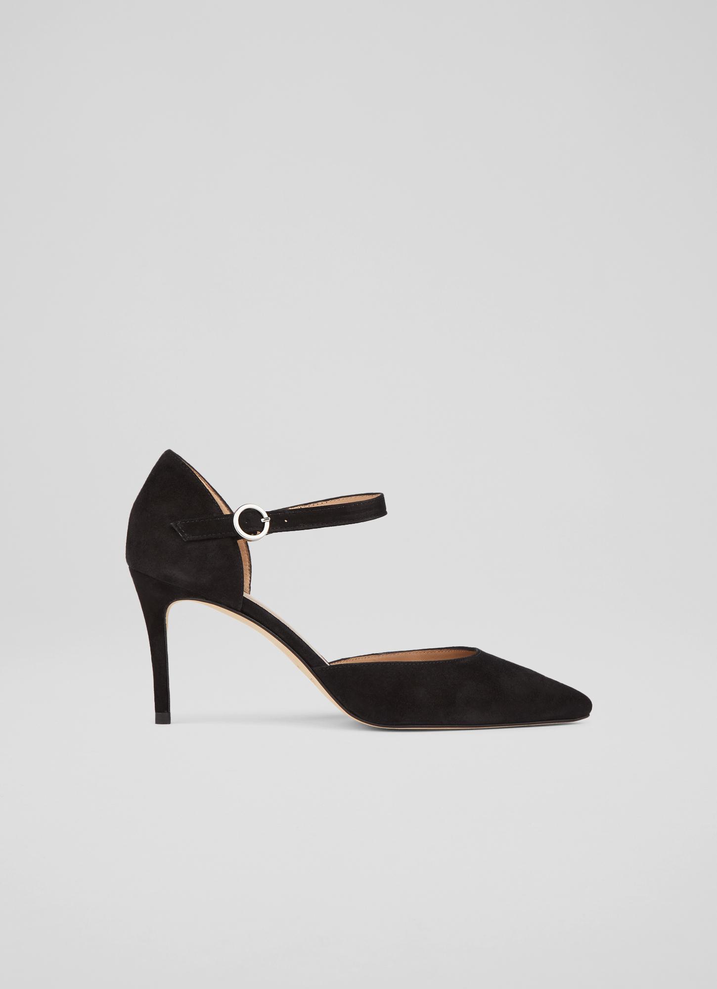 Monet Black Suede Ankle Strap Heels blackfriday
