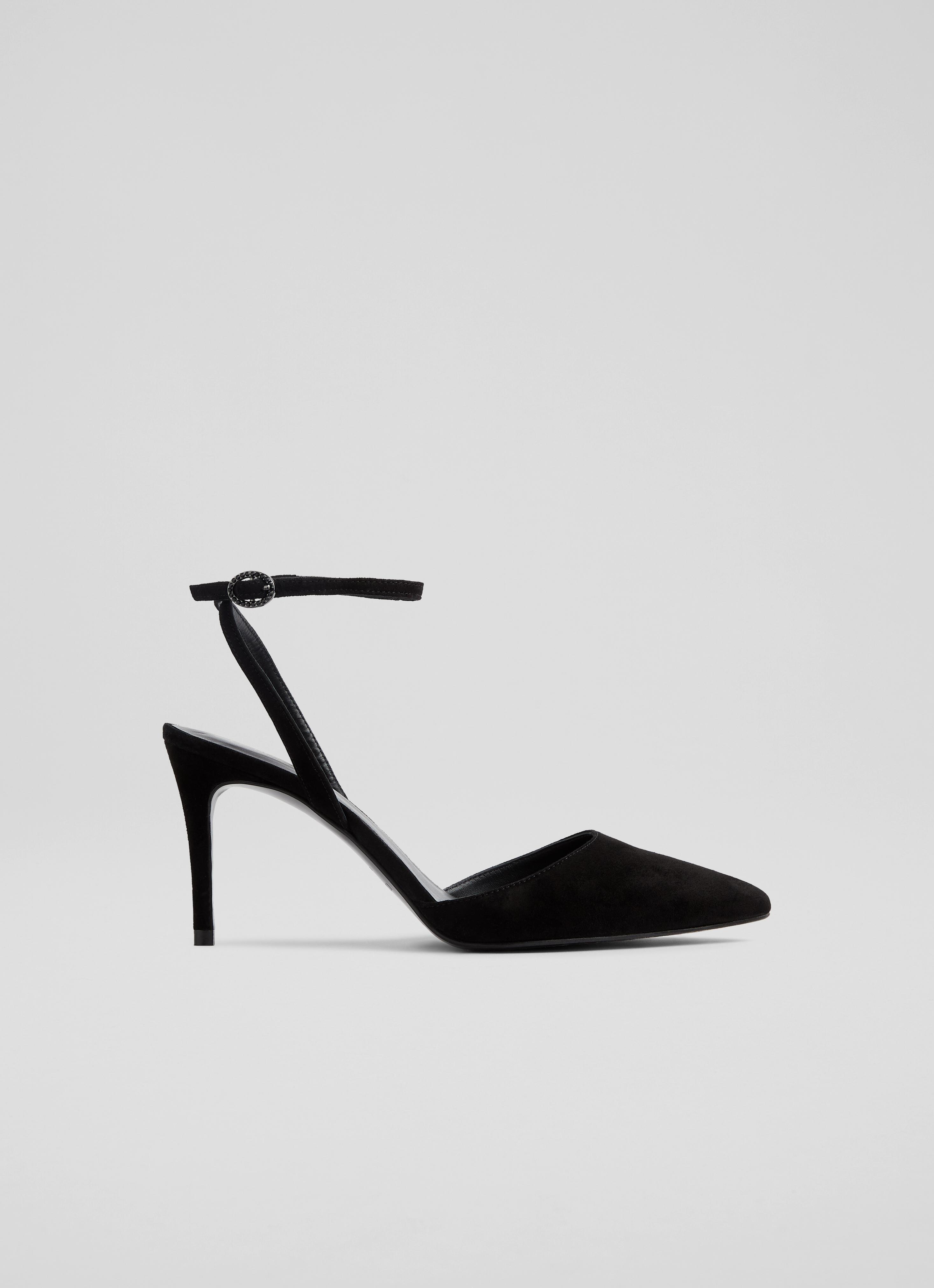 Nova Black Suede Ankle Strap Heels blackfriday London