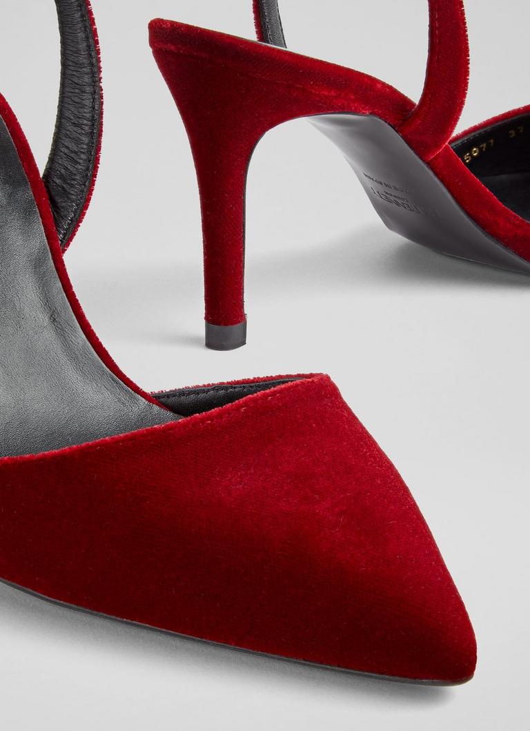 Red velvet high heel shoes discount