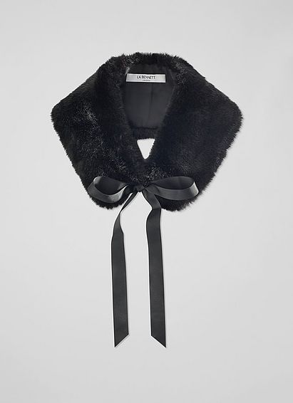 Ivonia Black Faux Fur Collar, Black