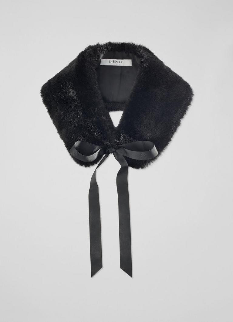 Black faux fur collar deals
