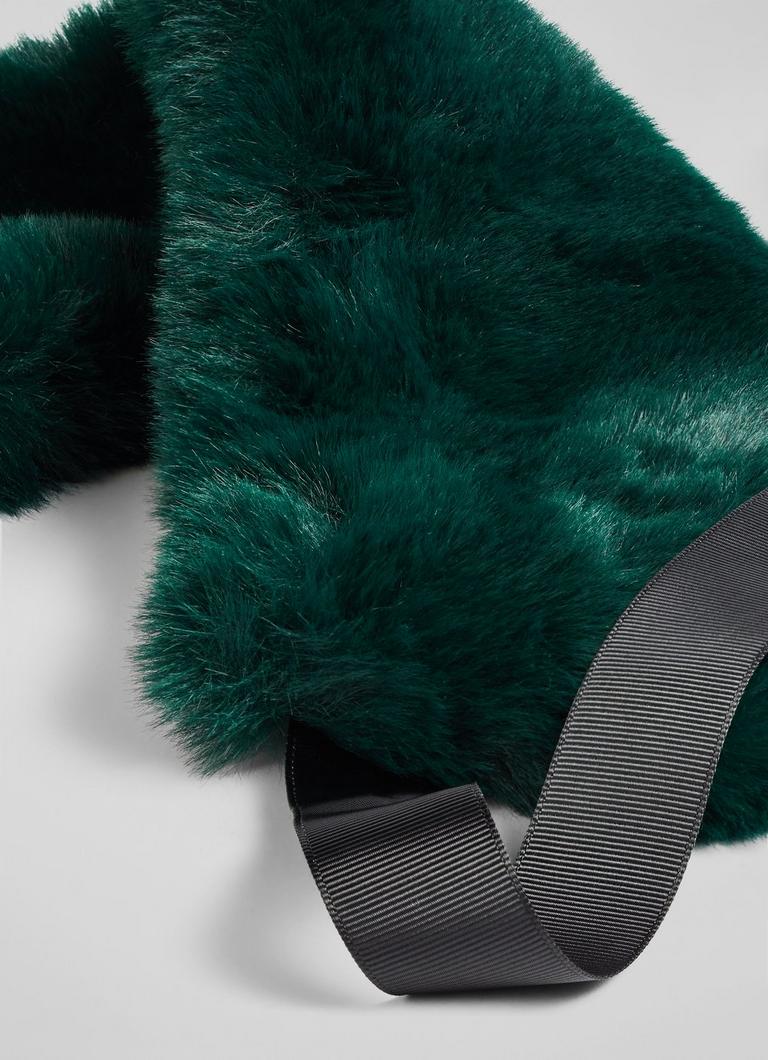 Ivonia Forest Green Faux Fur Collar Ascot x LKB L.K.Bennett