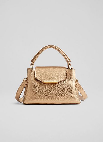 Mini Harbour Gold Leather Trapeze Tote Bag, Gold