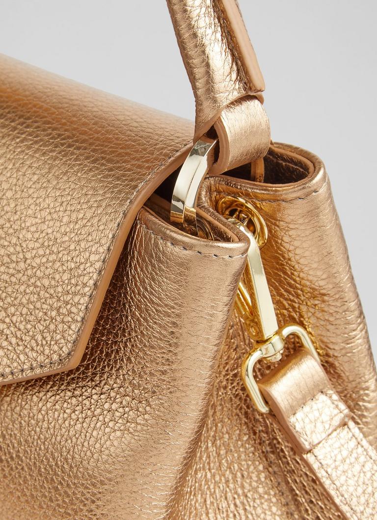 Gold top leather tote