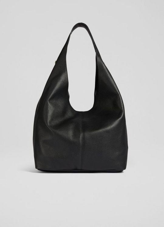 L.K.Bennett Soula Black Leather Slouchy Shoulder Bag, Black