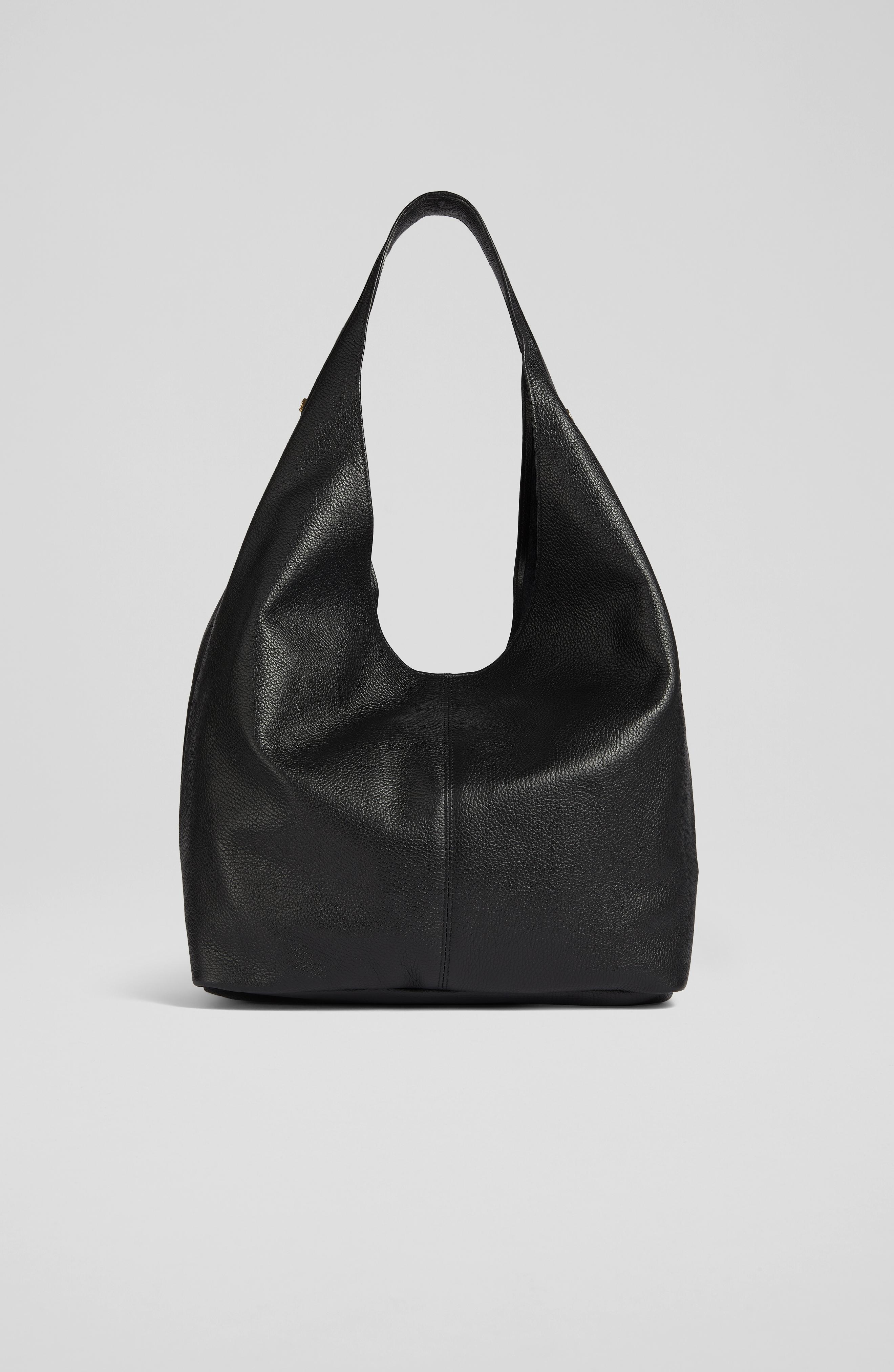 Soula Black Leather Slouchy Shoulder Bag | Handbags