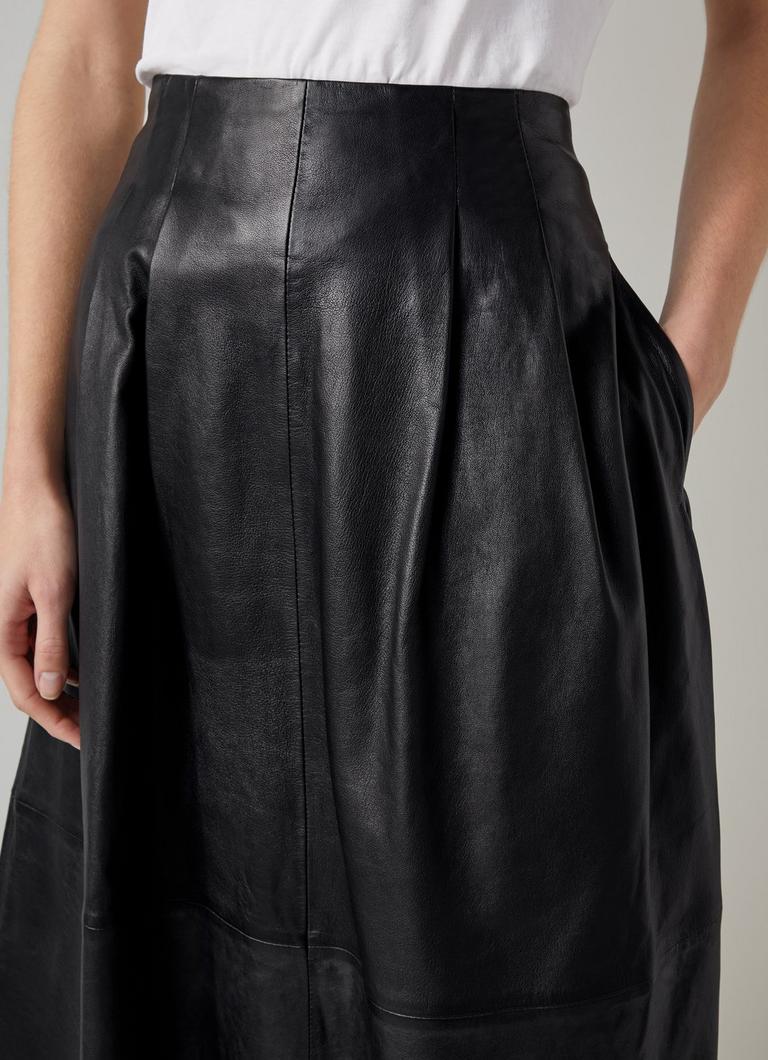 Farrow Black Leather A Line Skirt Clothing Collections L.K.Bennett London