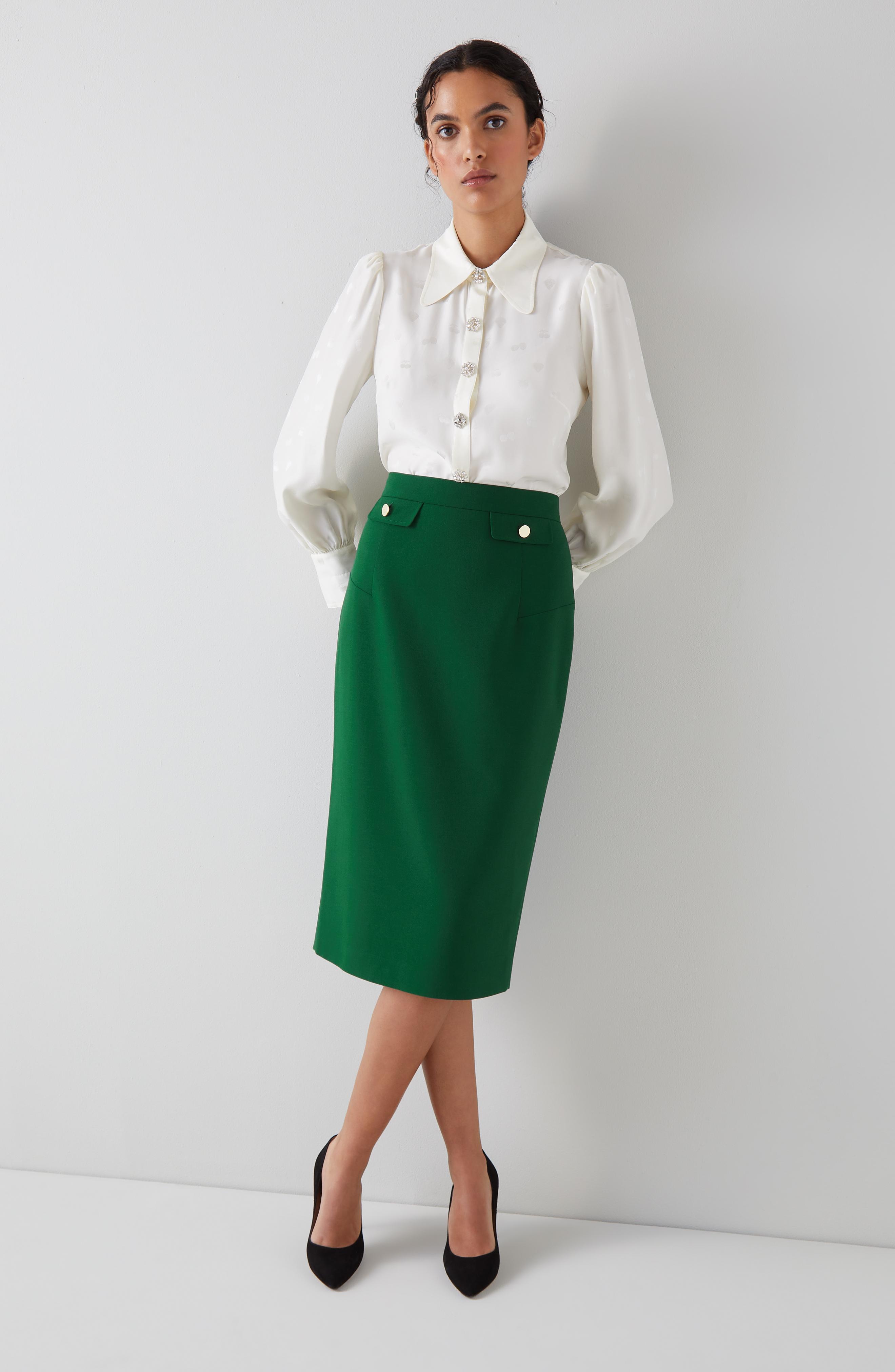 Folly Green Crepe Pencil Skirt | blackfriday | L.K.Bennett, London
