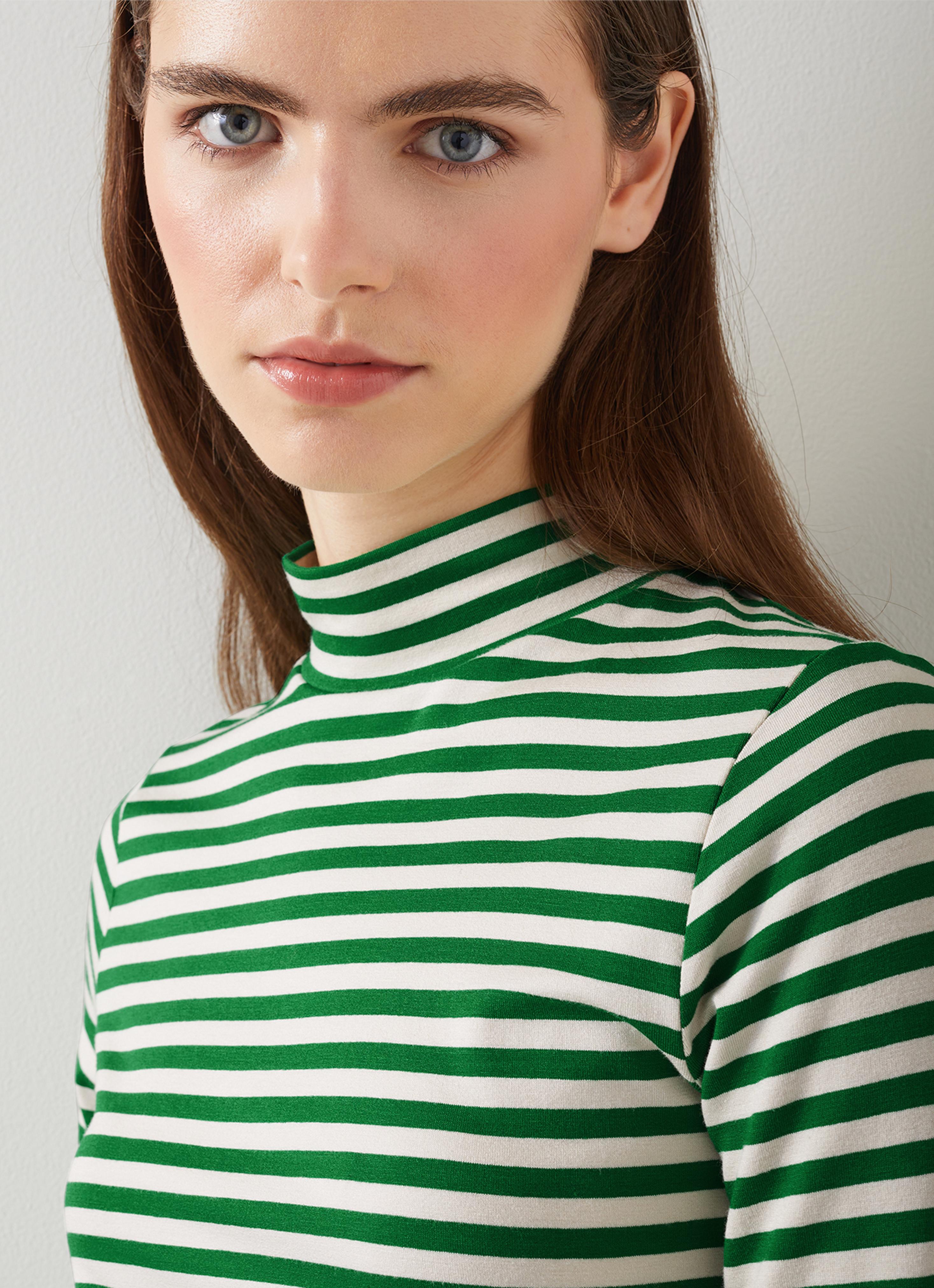 Rita Green and Cream Stripe Top with LENZING™ ECOVERO™ viscose
