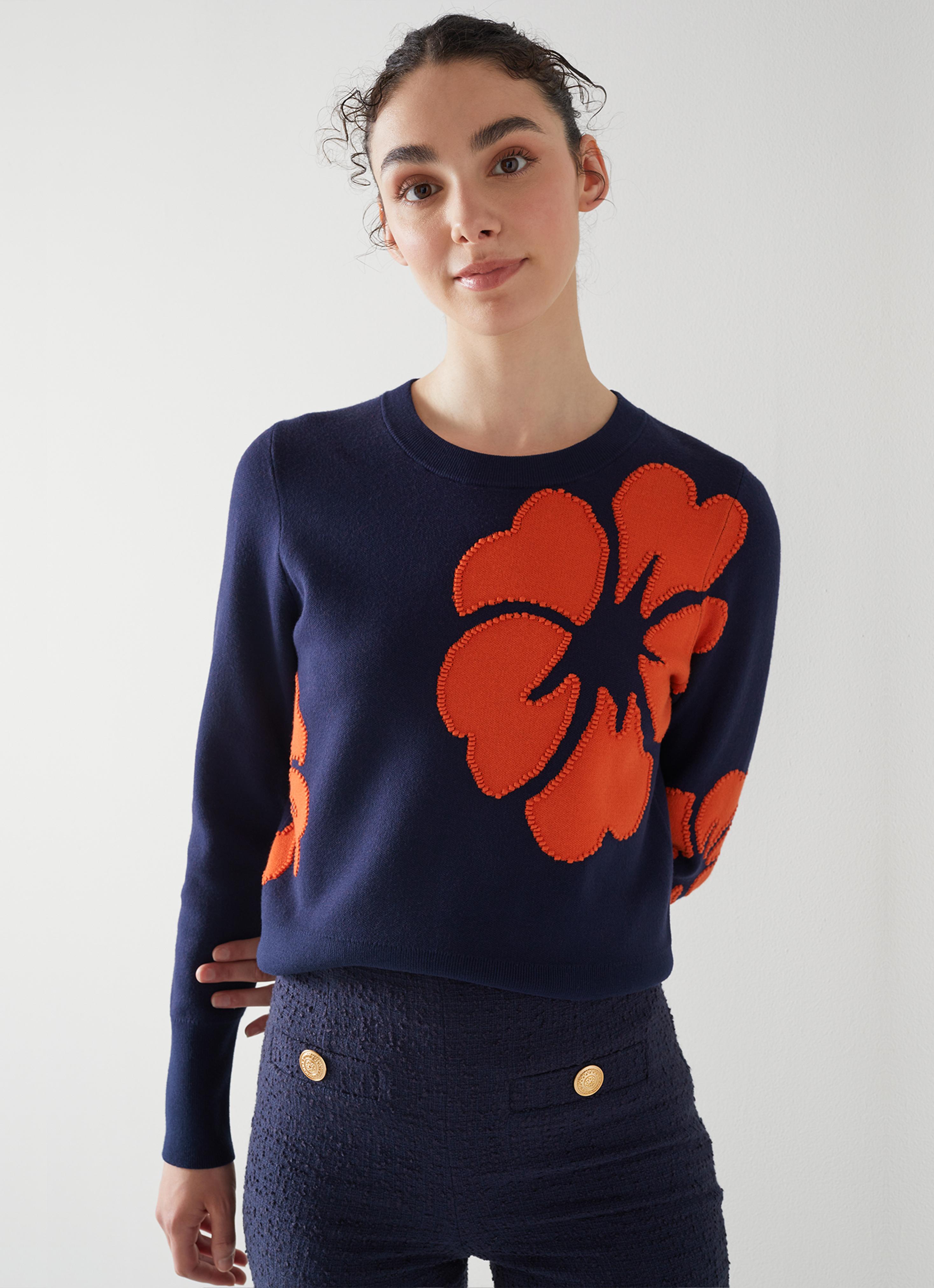 Blossom Navy And Orange Jumper with LENZING™ ECOVERO™ viscose