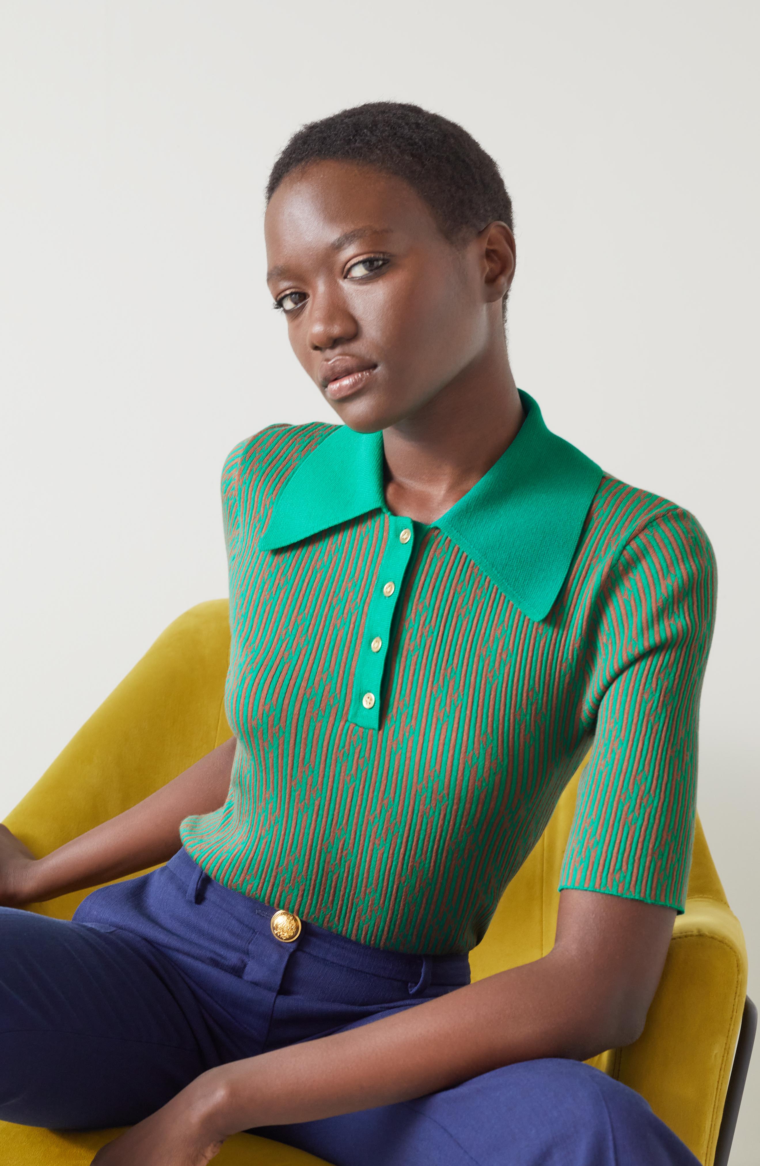 Crawford Lenzing Ecovero Green Jacquard Top | LK Bennett