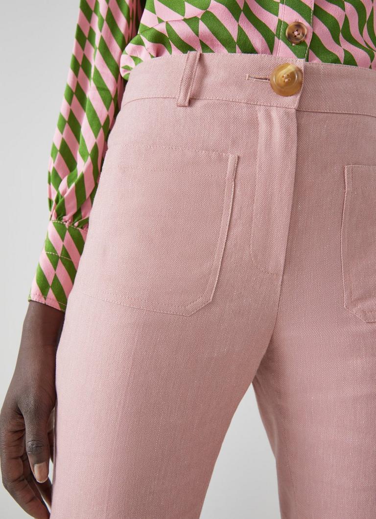 ARKET Linen Drawstring Trousers in Pink