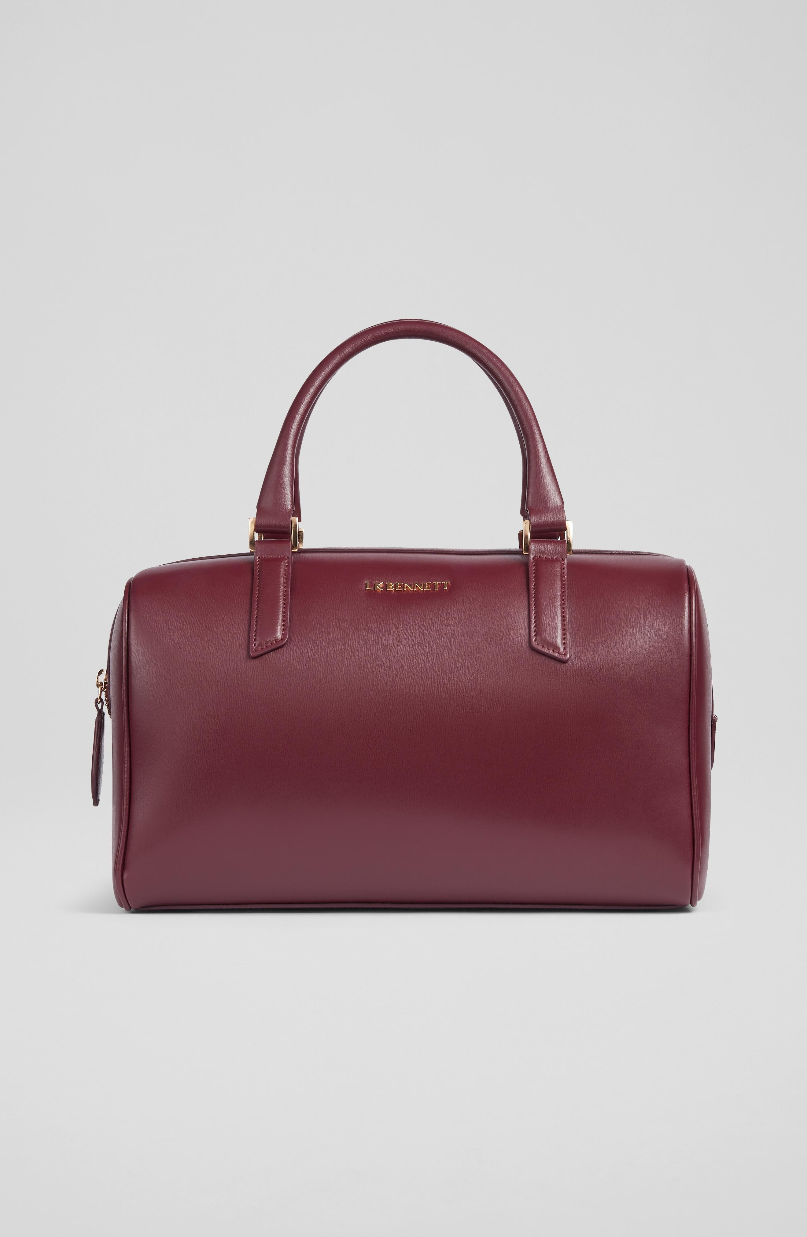 Fleur Italian Bordeaux Bag | Leather Bowling Bag | LK Bennett