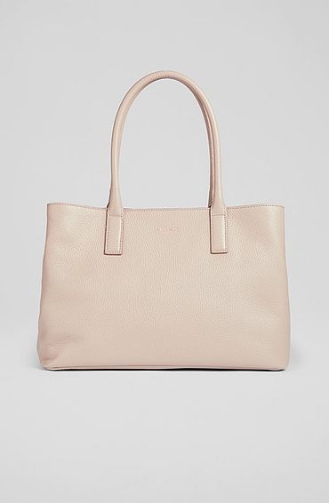 Lillian Taupe Grainy Leather Tote Bag Neutral, Neutral