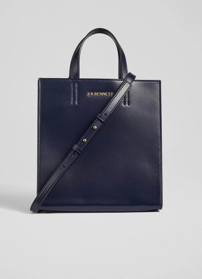 Navy tote bag leather sale