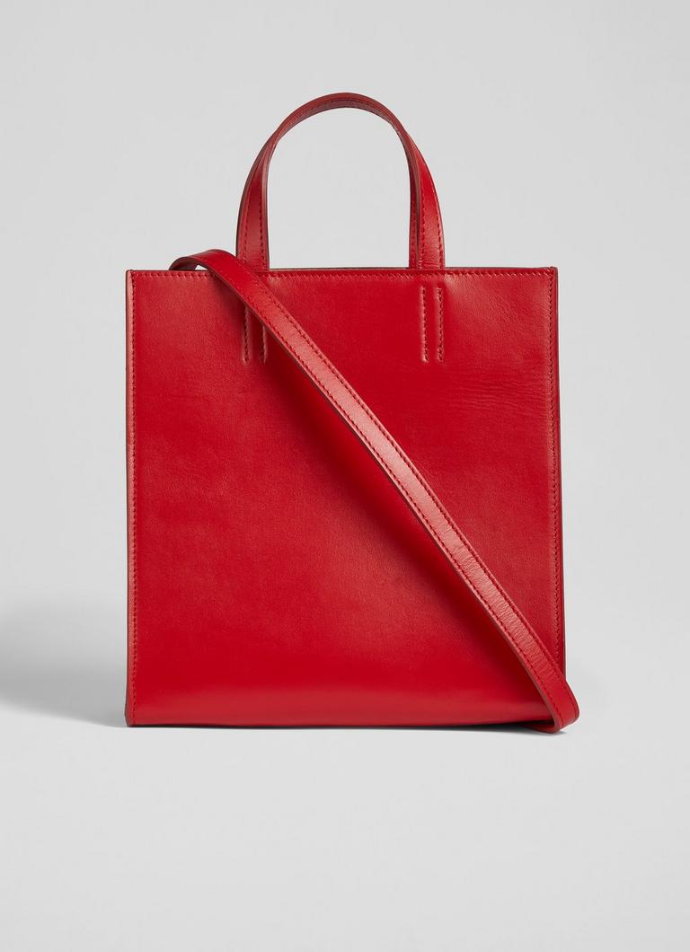 Red tote bag leather sale