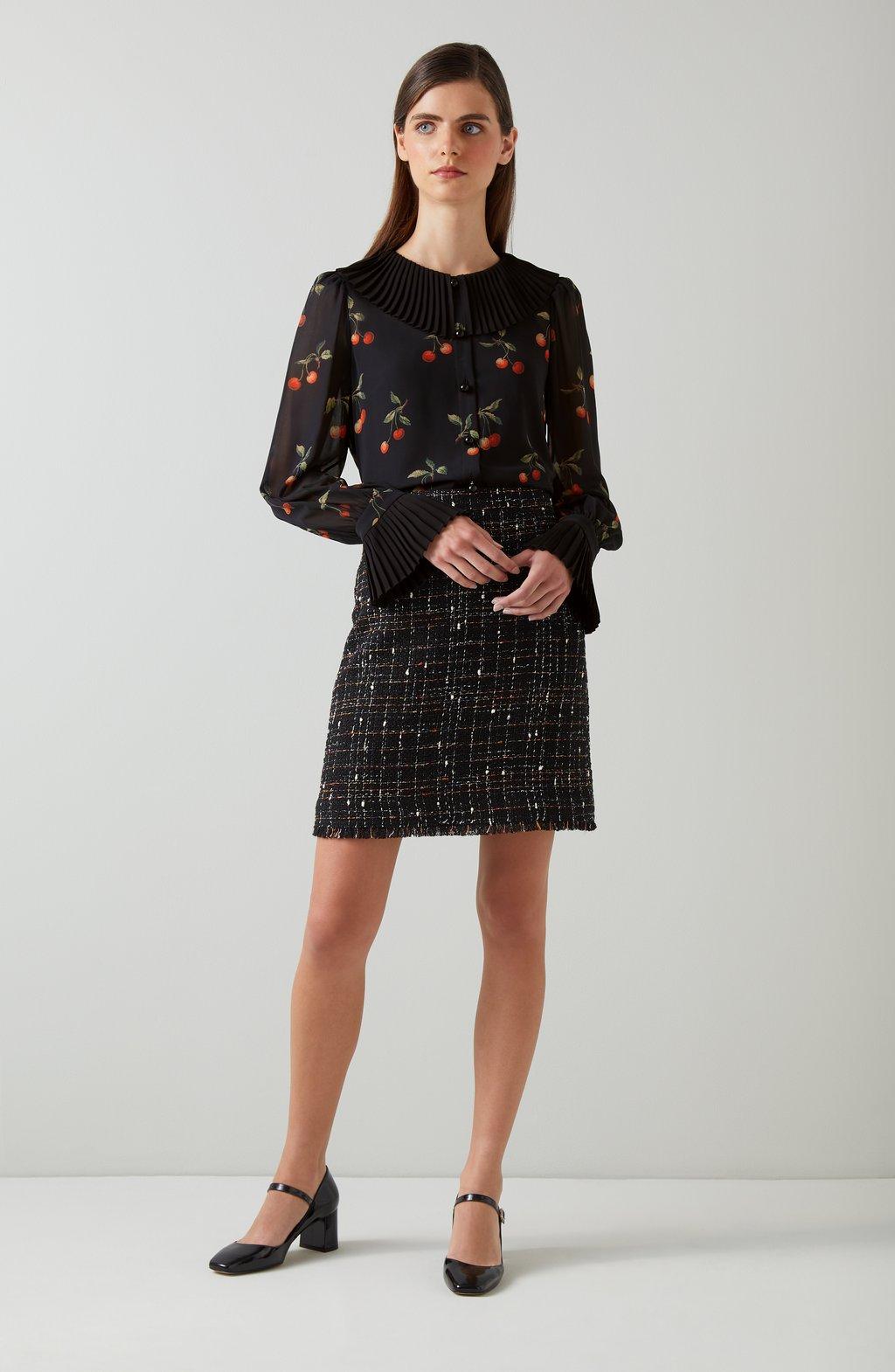 Dita Black and Red Cherry Print Blouse