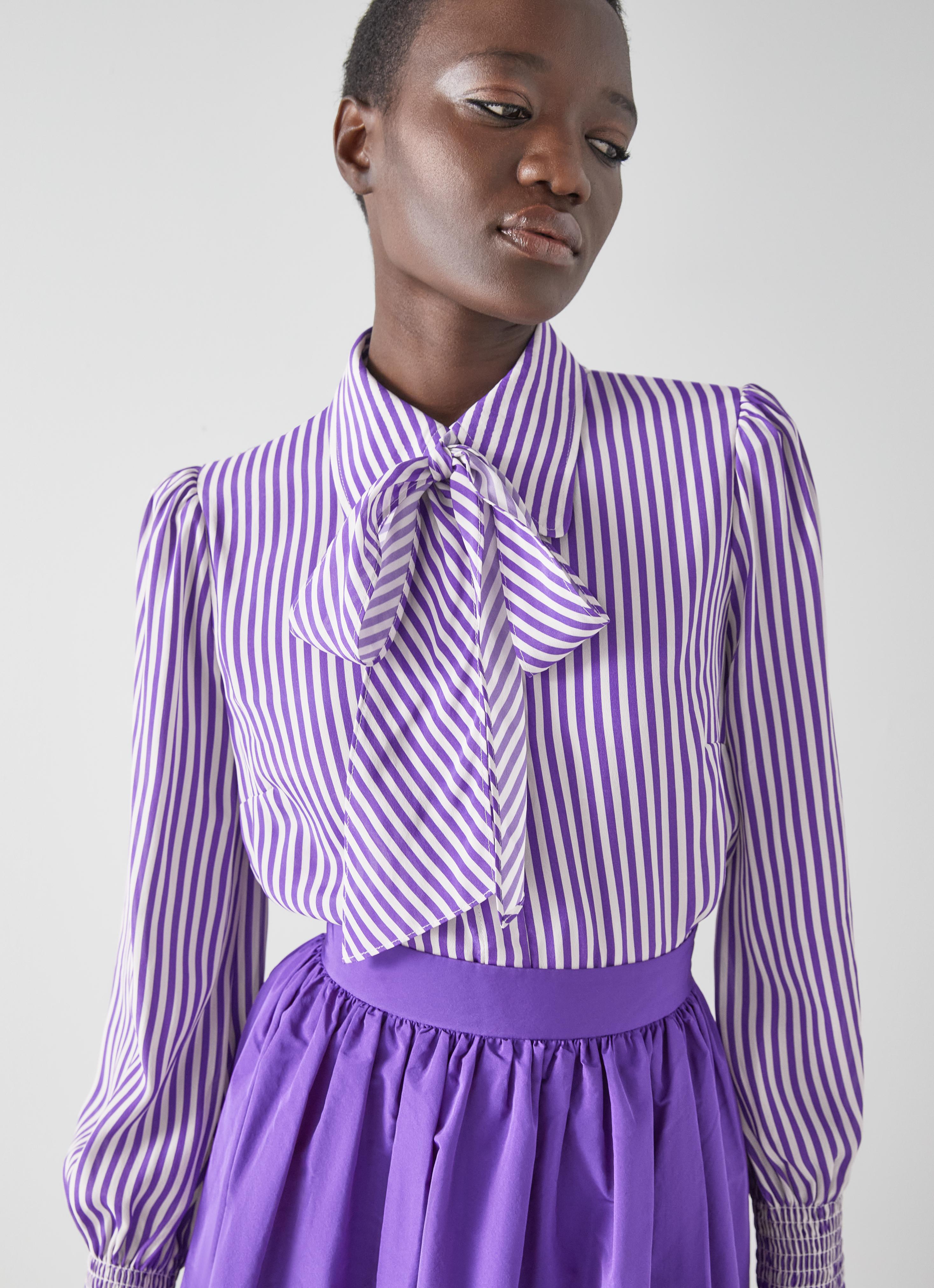 Emelia Purple and Cream Striped Blouse | blackfriday | L.K.Bennett