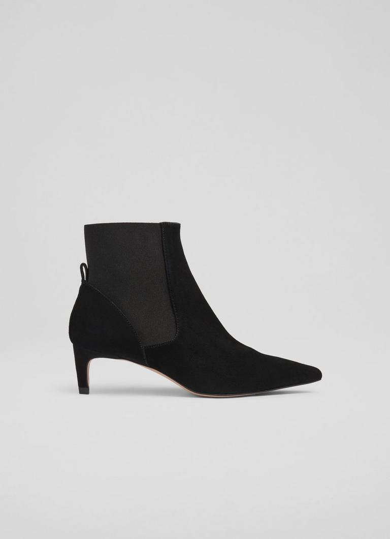Black kitten heel ankle boots hotsell