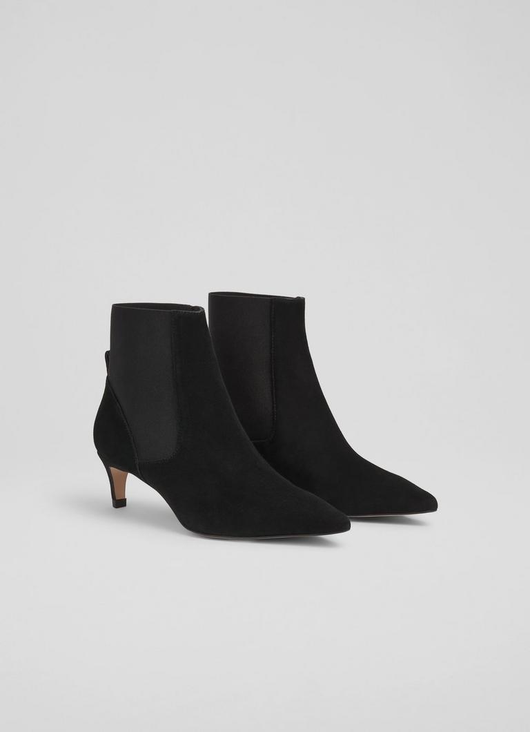 Adya Black Kitten Heel Elastic Gusset Boot Shoes Collections L.K.Bennett London