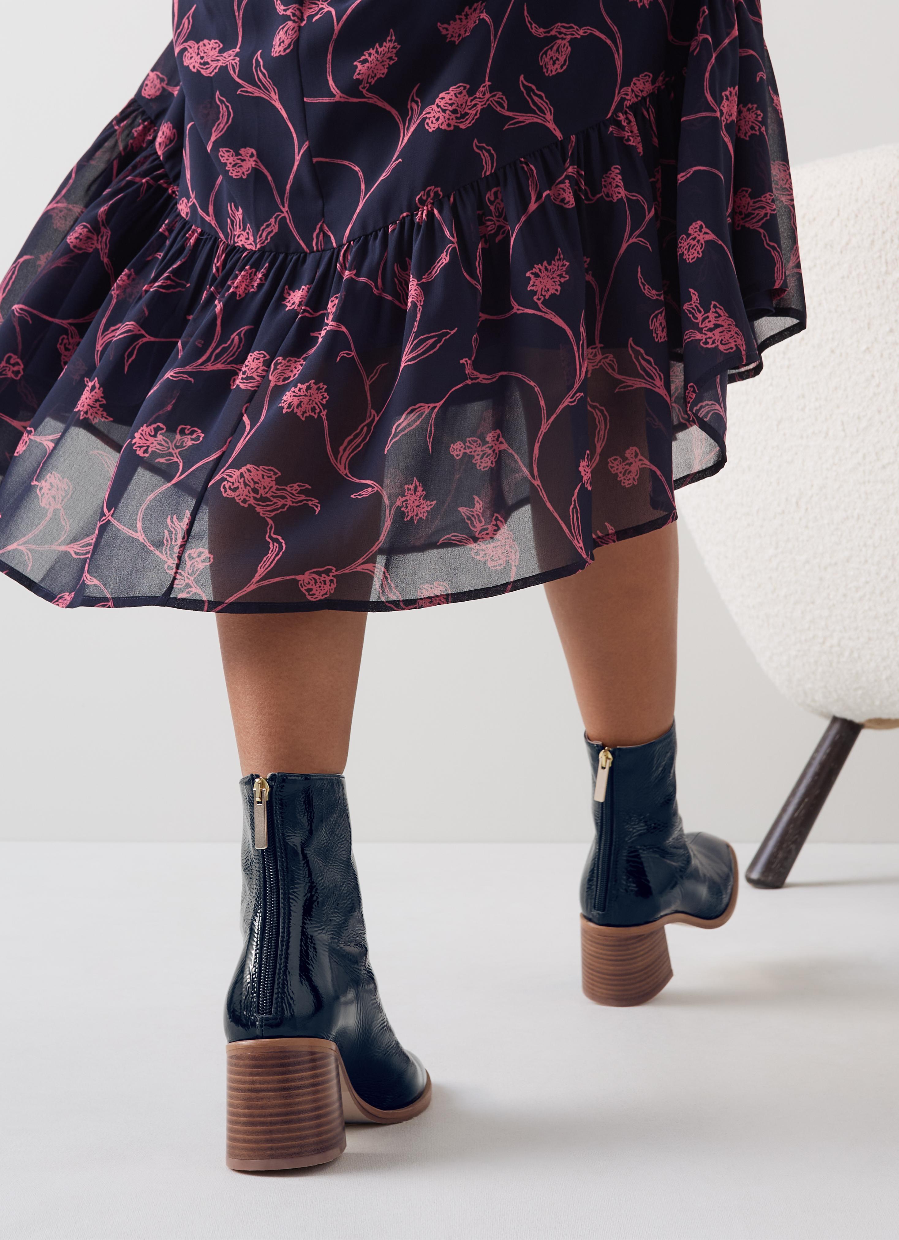 Camila Navy Leather Front Seam Casual Boot LKB Conscious