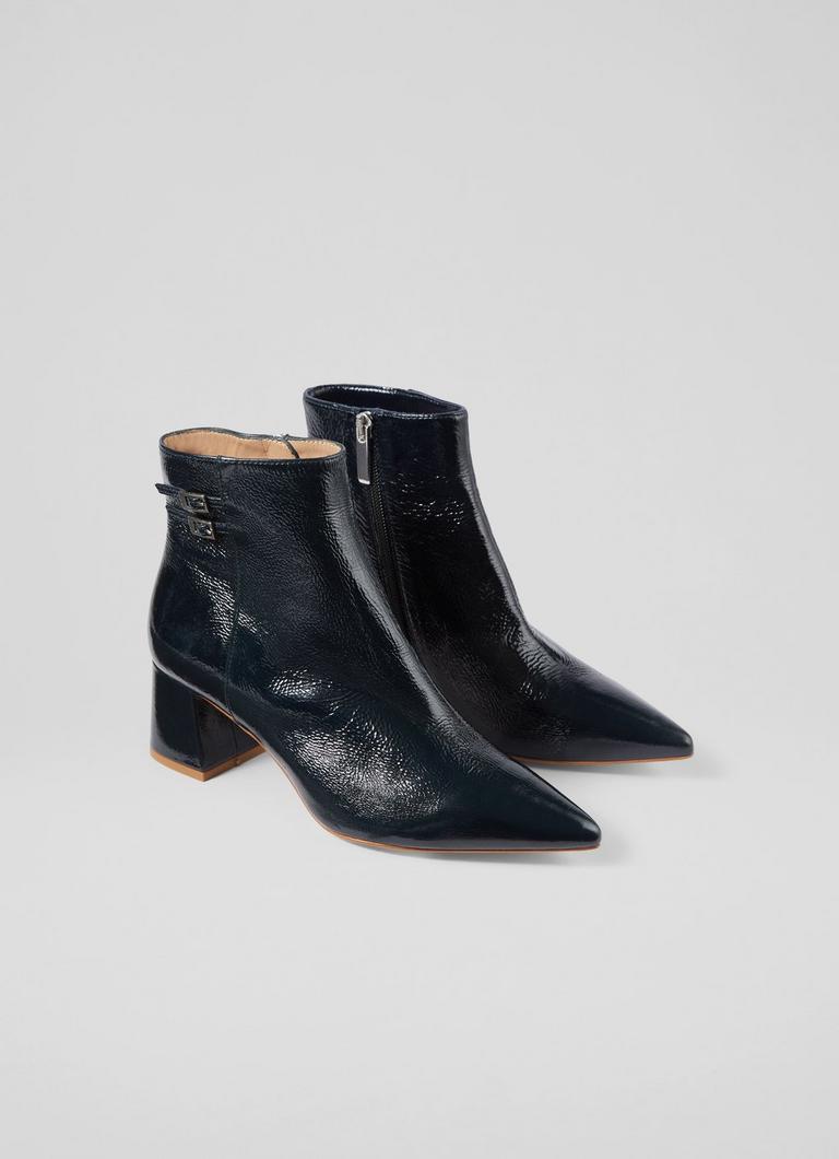 Blue patent ankle boots shop