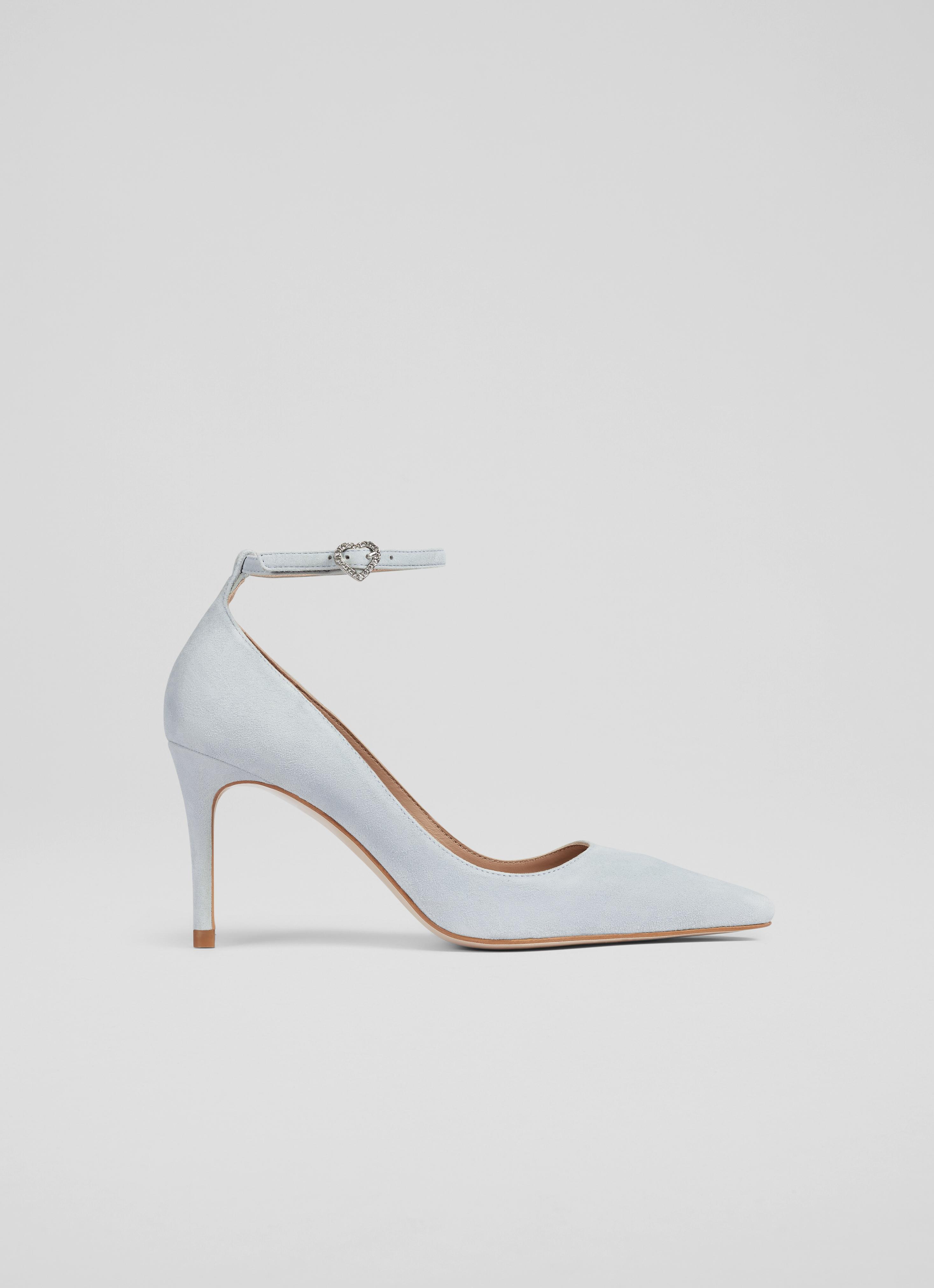 Catelyn Aqua Suede Leather Ankle Strap Closed Courts