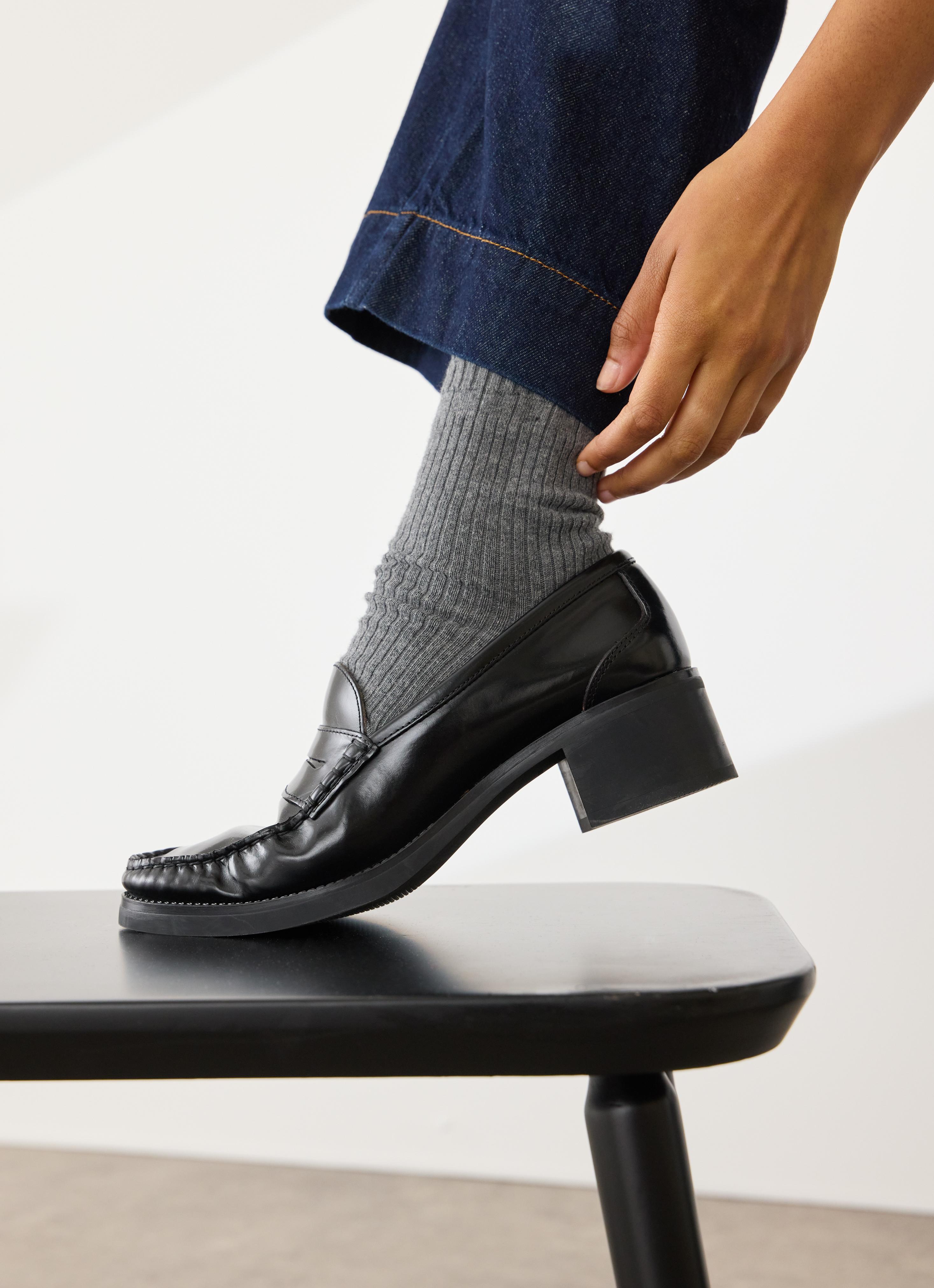 Manon Black Heel Loafer Court | Court Shoes | Shoes | Collections