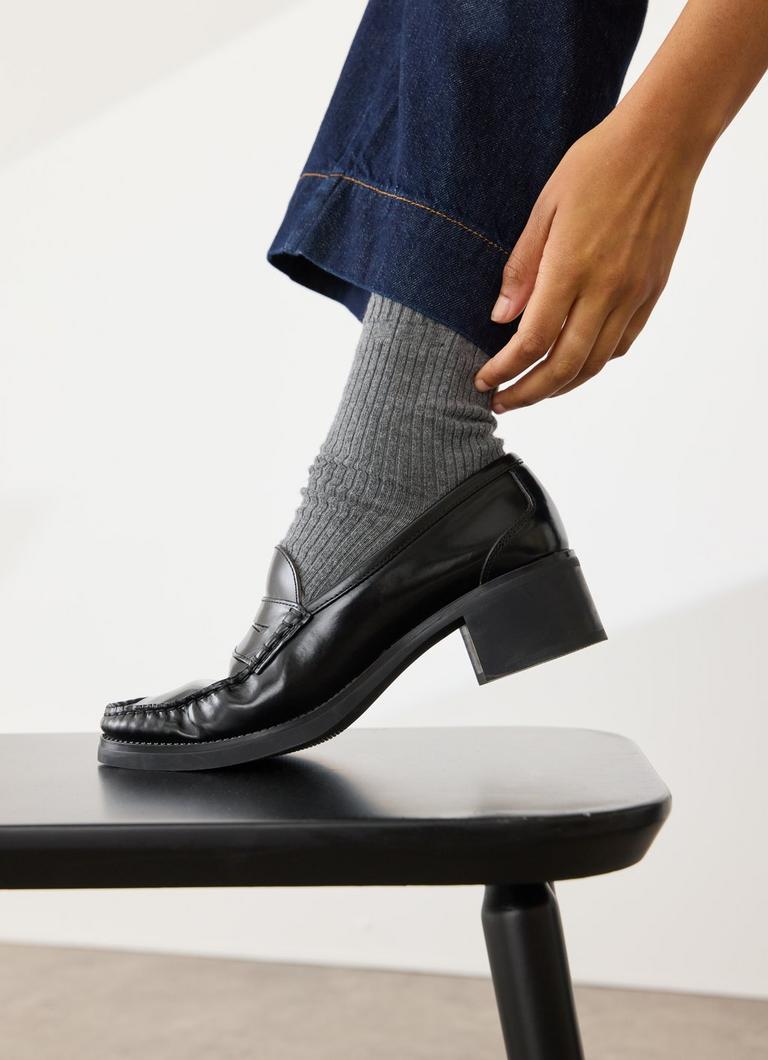 Manon Black Heel Loafer Court