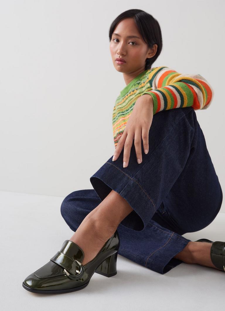 Mara Khaki Resin Buckle Block Heel